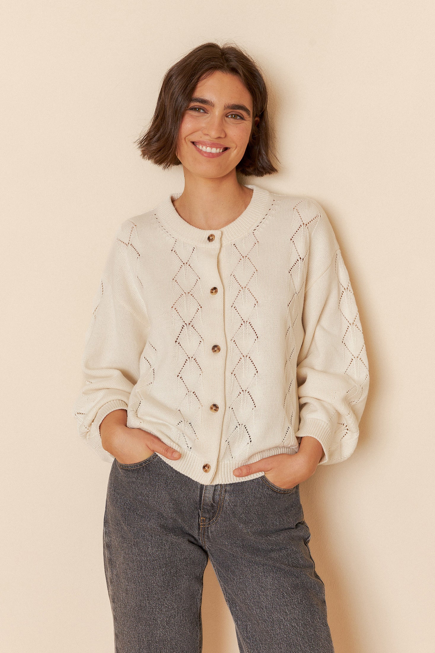 Indi And Cold - Fantasy Knit Cardi - Blanco 148