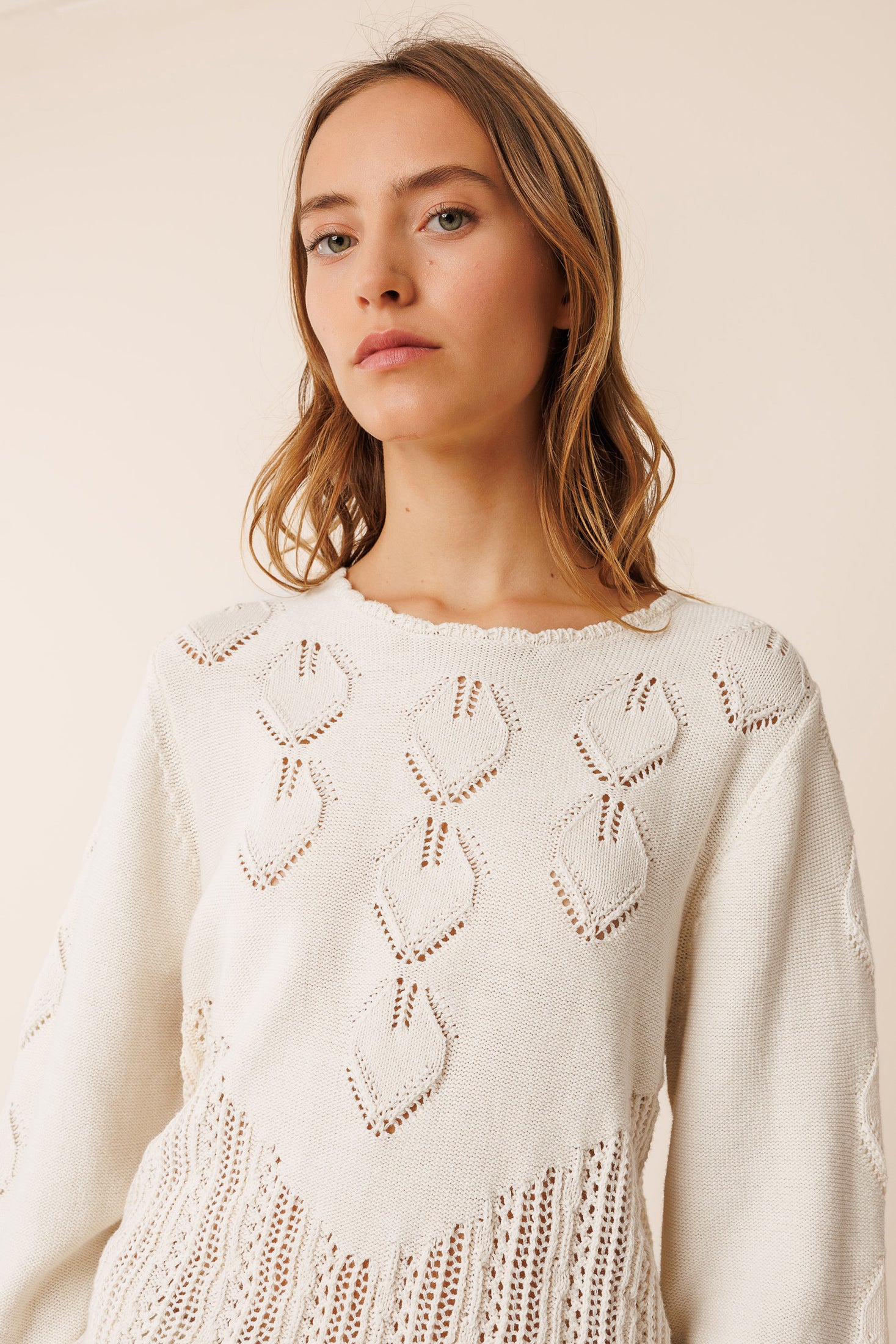 Indi And Cold - Crochet Effect Knit - Blanco 149