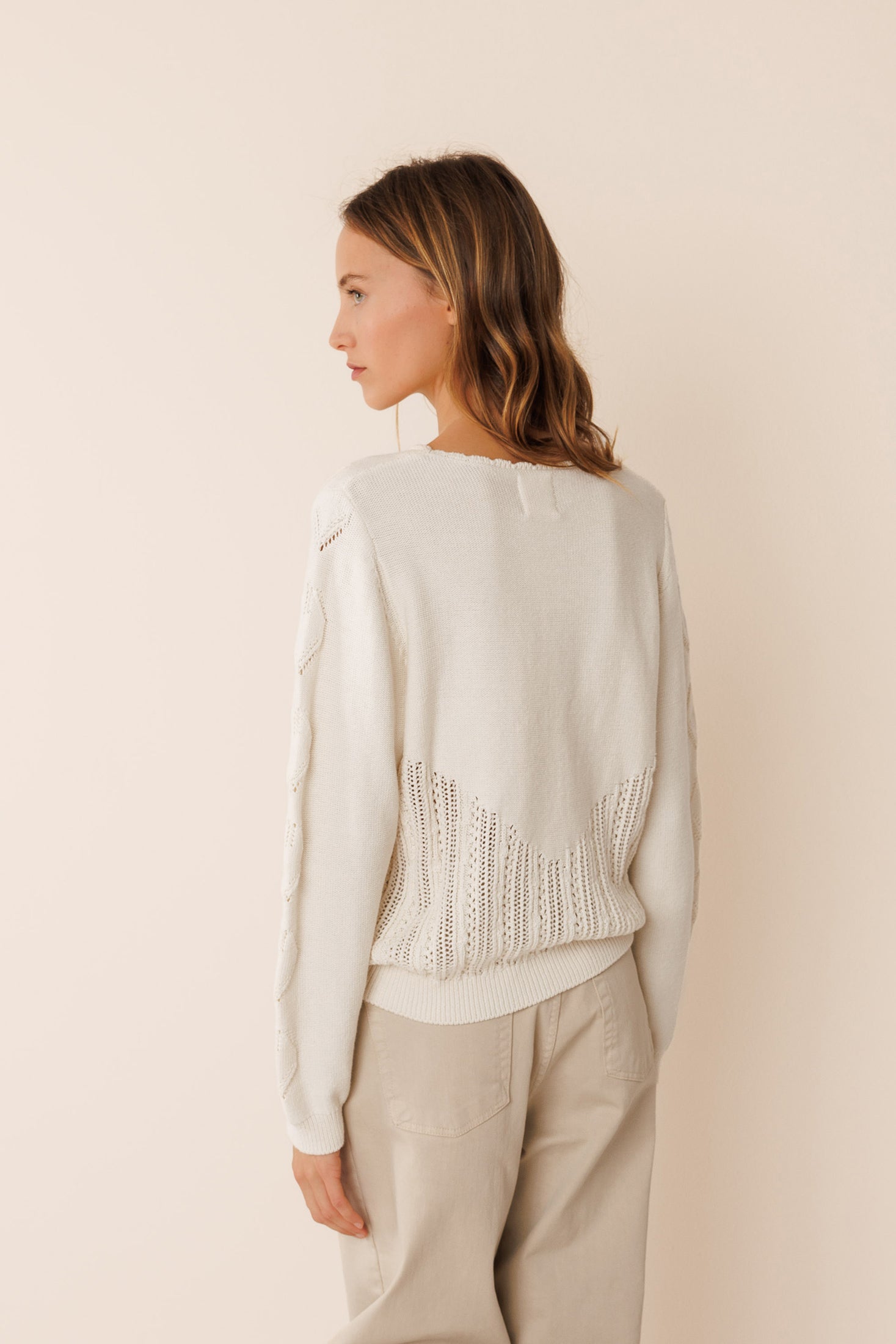 Indi And Cold - Crochet Effect Knit - Blanco 149