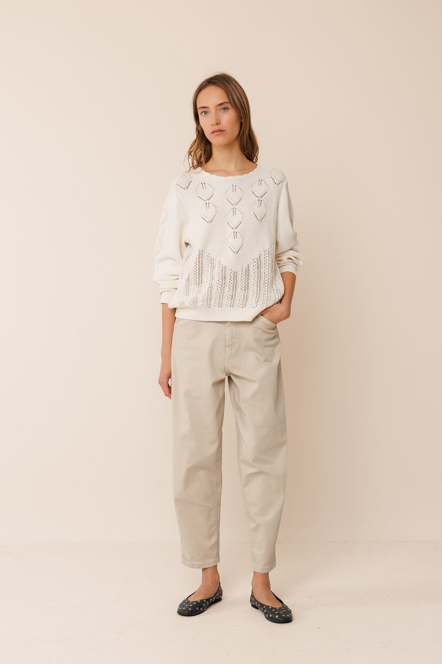 Indi And Cold - Crochet Effect Knit - Blanco 149