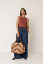 Load image into Gallery viewer, Indi And Cold - Herringbone Shopping Bolsos Bag - Chocolate 665
