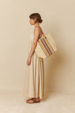 Load image into Gallery viewer, Indi And Cold - Tricolour Raffia Bag - Malva 720
