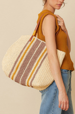 Load image into Gallery viewer, Indi And Cold - Tricolour Raffia Bag - Malva 720
