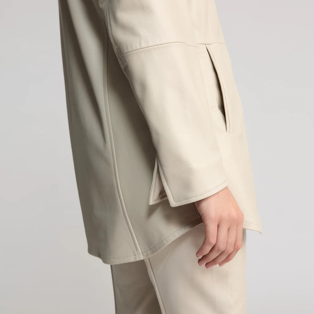 Raw By Raw - Isla Oversized Stud Front Jacket - Porcelain