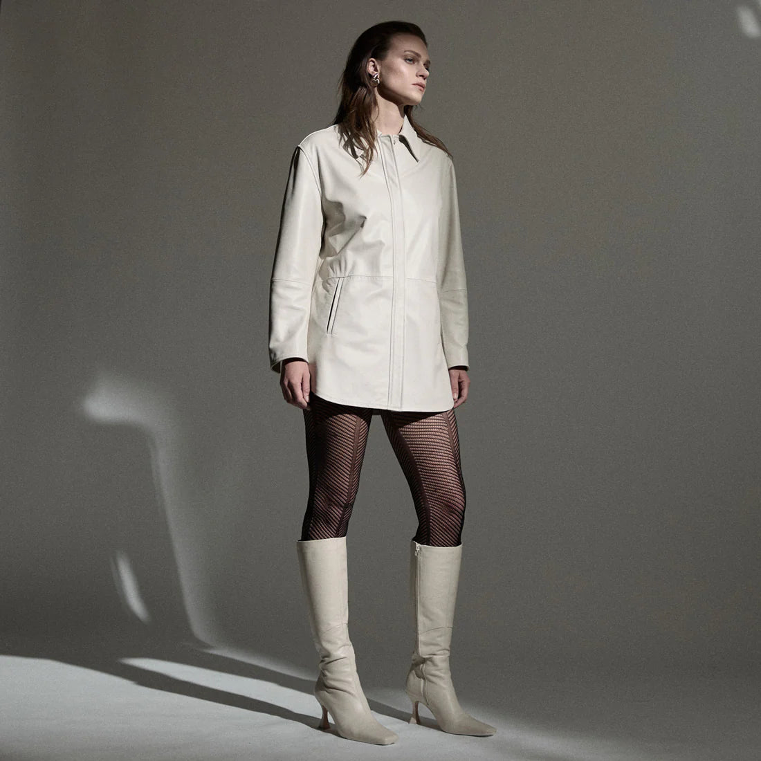 Raw By Raw - Isla Oversized Stud Front Jacket - Porcelain