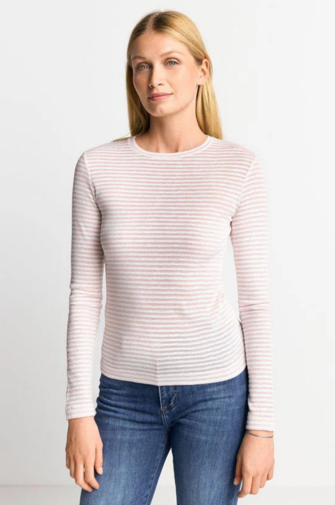 Rich And Royal - Organic Sparkle Long Sleeve Striped Top - Rose Shadow