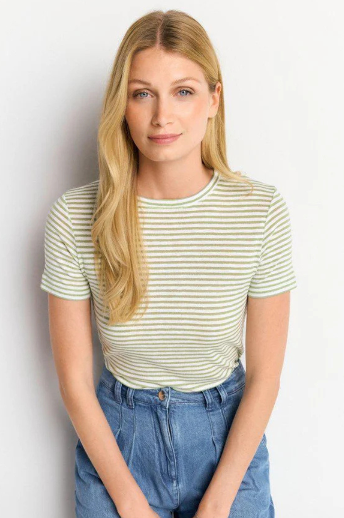 Rich And Royal - Organic Sparkle Striped T-Shirt - Matcha