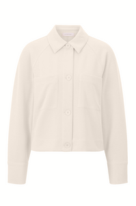 Rich And Royal - Scuba Shirt Jacket With Breast Pockets - Pearl White