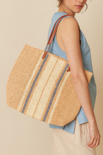 Load image into Gallery viewer, Indi And Cold - Tricolour Raffia Bag - Mandarina 720
