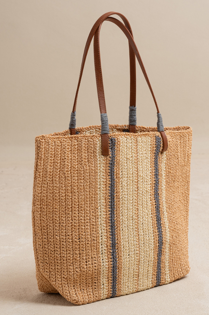 Indi And Cold - Tricolour Raffia Bag - Mandarina 720