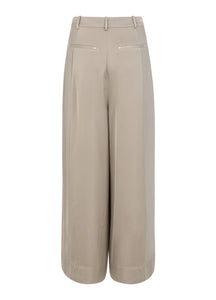 Coster Copenhagen - Shiny Wide Pants With High Waist Petra Fit - Grey Sand