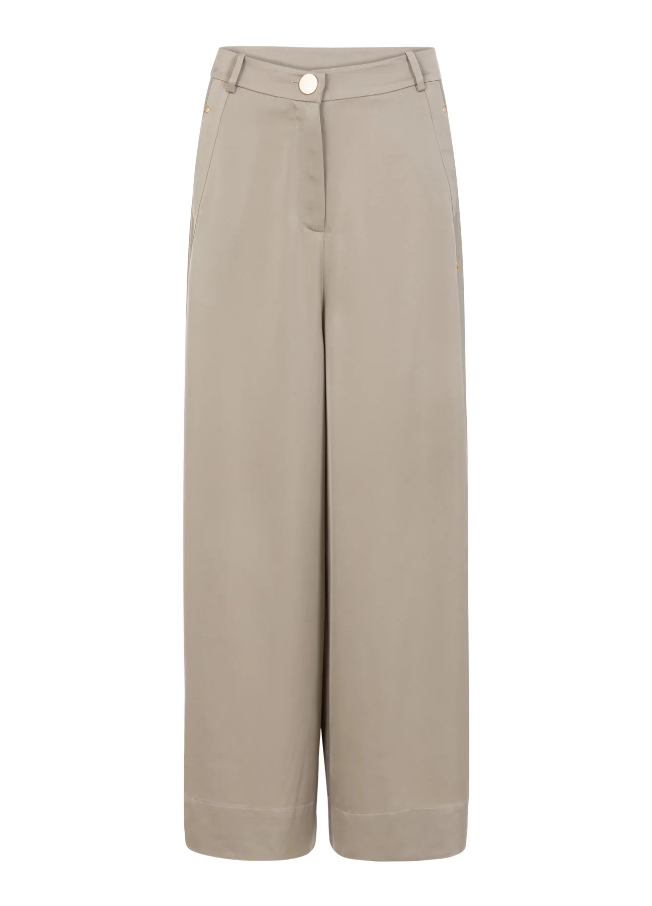 Coster Copenhagen - Shiny Wide Pants With High Waist Petra Fit - Grey Sand