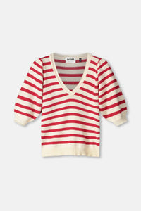 Pom Amsterdam - Striped Scarlet Red Pullover