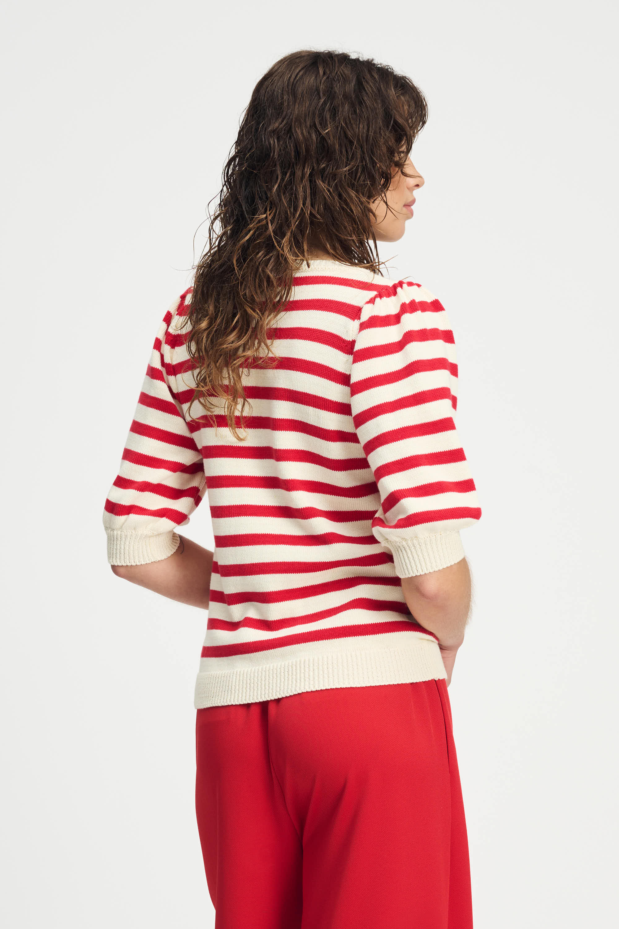 Pom Amsterdam - Striped Scarlet Red Pullover