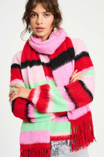 Load image into Gallery viewer, Pom Amsterdam - Brushed Stripes Shawl - Green
