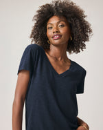 Load image into Gallery viewer, Splendid - Faye 1X1 V Neck Tee - Steel Blue
