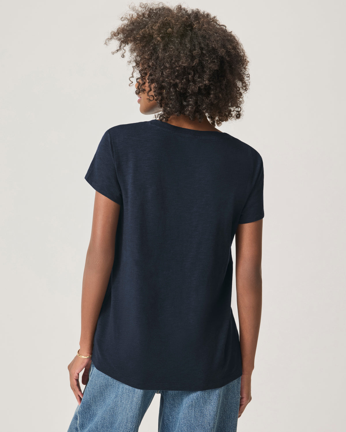 Splendid - Faye 1X1 V Neck Tee - Steel Blue