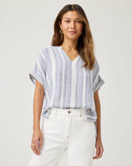 Load image into Gallery viewer, Splendid - Reagan Stripe Blouse - White/Seaport
