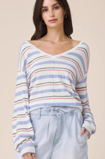 Load image into Gallery viewer, Splendid - Erica Stripe Sweater - White/Azure/Firework
