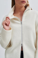 Load image into Gallery viewer, Second Female - Alvera Zip T Neck Knit - Vaporous White
