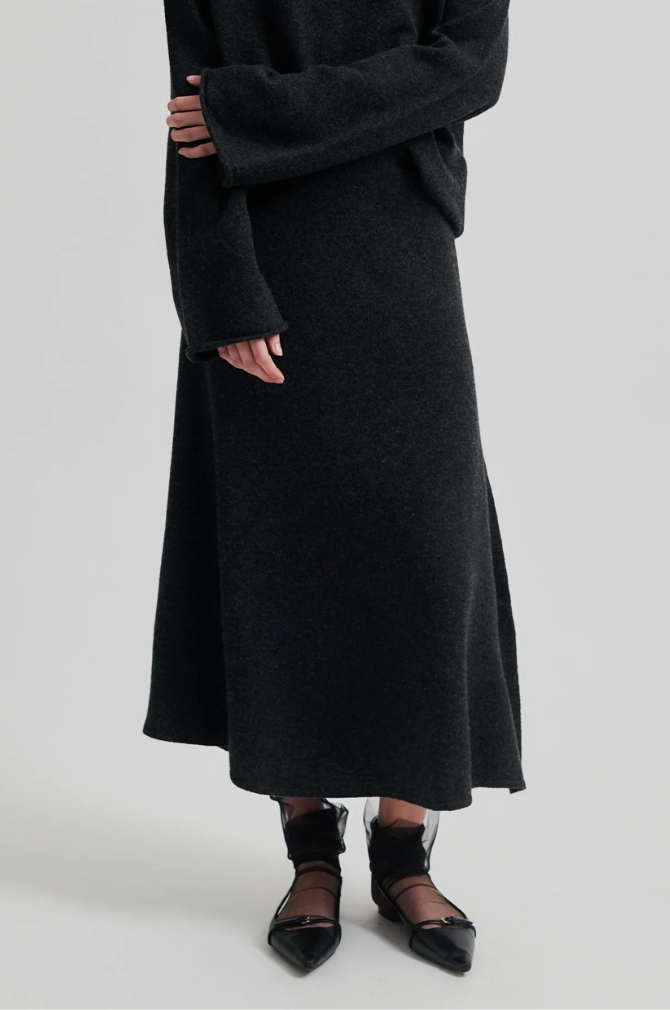 Second Female - Neva Knit Skirt - Dark Grey Melange