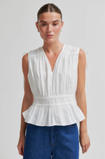 Load image into Gallery viewer, Second Female - Capri Short Sleeve Tie Peplum Top - White
