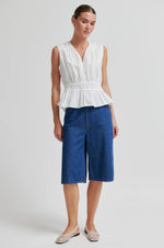 Load image into Gallery viewer, Second Female - Capri Short Sleeve Tie Peplum Top - White

