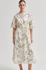 Load image into Gallery viewer, Second Female - Soil Print Short Sleeve Dress - Eggnog
