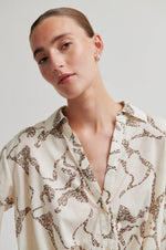 Load image into Gallery viewer, Second Female - Soil Print Twist Front Shirt - Eggnog
