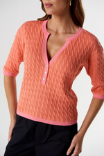 Load image into Gallery viewer, Cloth Paper Scissors - Solar Knitted Henley - Peach
