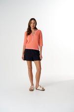 Load image into Gallery viewer, Cloth Paper Scissors - Solar Knitted Henley - Peach
