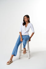 Load image into Gallery viewer, Cloth Paper Scissors - Solar Knitted Henley - White
