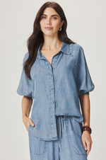 Load image into Gallery viewer, Splendid - Talia Puff Sleeve Indigo Top - Indigo
