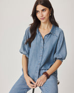 Load image into Gallery viewer, Splendid - Talia Puff Sleeve Indigo Top - Indigo
