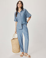 Load image into Gallery viewer, Splendid - Talia Puff Sleeve Indigo Top - Indigo
