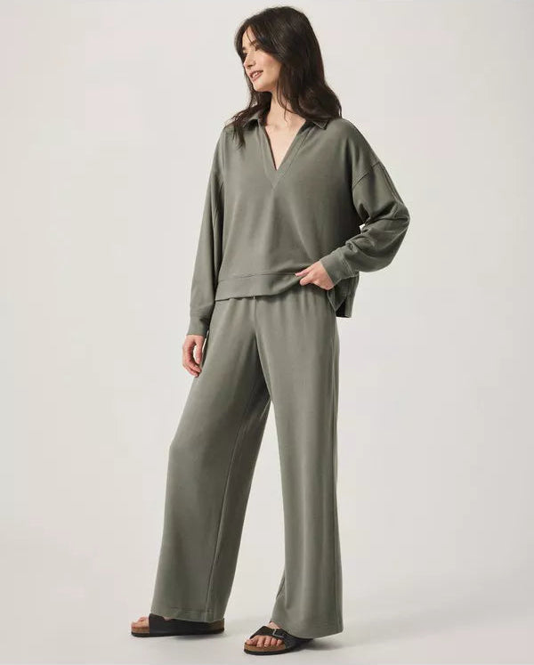 Splendid - Waffle Scuba Polo Sweatshirt - Soft Vob