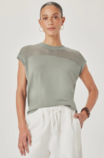 Load image into Gallery viewer, Splendid - Jade Pointelle Sleeveless Top - Eucalyptus
