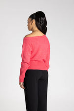 Load image into Gallery viewer, Two T's - Off The Shoulder Fluffy Knit - Raspberry
