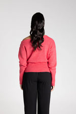 Load image into Gallery viewer, Two T's - Off The Shoulder Fluffy Knit - Raspberry
