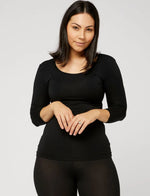 Load image into Gallery viewer, Tani - 3/4 Sleeve Scoop Top - Black
