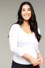 Load image into Gallery viewer, Tani - 3/4 Sleeve Scoop Top - White
