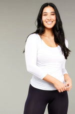 Load image into Gallery viewer, Tani - 3/4 Sleeve Scoop Top - White
