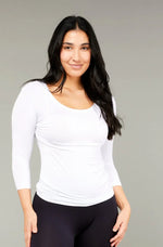 Load image into Gallery viewer, Tani - 3/4 Sleeve Scoop Top - White
