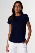 Load image into Gallery viewer, Cloth Paper Scissors - The Shaped Hem Tee - Parisian Navy
