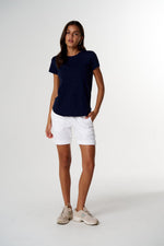 Load image into Gallery viewer, Cloth Paper Scissors - The Shaped Hem Tee - Parisian Navy
