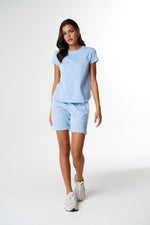 Load image into Gallery viewer, Cloth Paper Scissors - The Shaped Hem Tee - Skyway Blue
