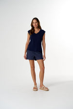Load image into Gallery viewer, Cloth Paper Scissors - The Stranger V Neck Muscle Tee - Parisian Navy
