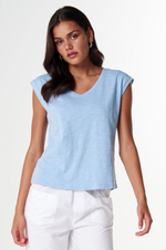 Load image into Gallery viewer, Cloth Paper Scissors - The Stranger V Neck Muscle Tee - Skyway Blue
