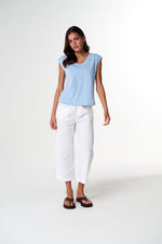 Load image into Gallery viewer, Cloth Paper Scissors - The Stranger V Neck Muscle Tee - Skyway Blue
