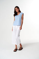 Load image into Gallery viewer, Cloth Paper Scissors - The Stranger V Neck Muscle Tee - Skyway Blue
